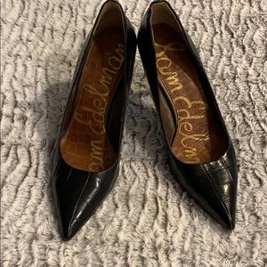Sam Edelman black faux croc pumps.